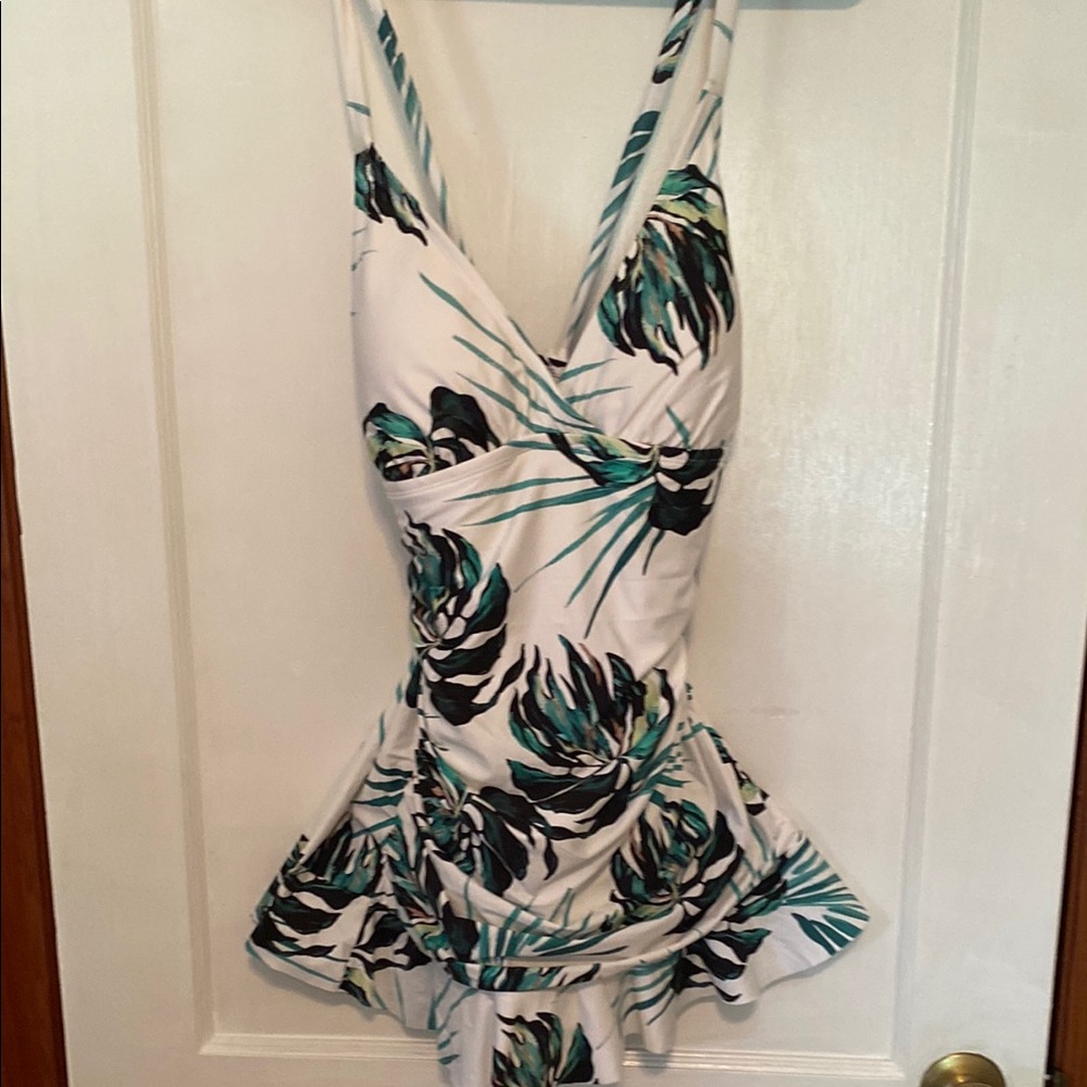 Tropical Print Halter Swimsuit